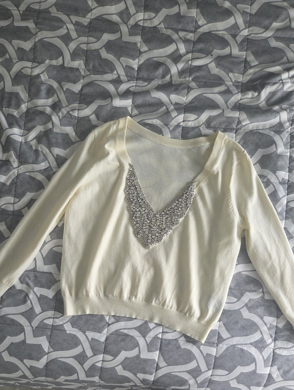 Embellished Sweater in Ivory